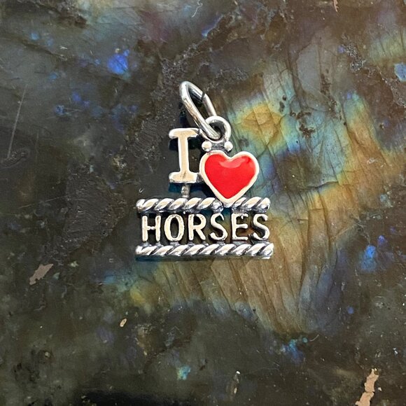 Sterling Silver 925 "I Love Horses" Red Heart Charm Pendant Equestrian Horse - Picture 4 of 12